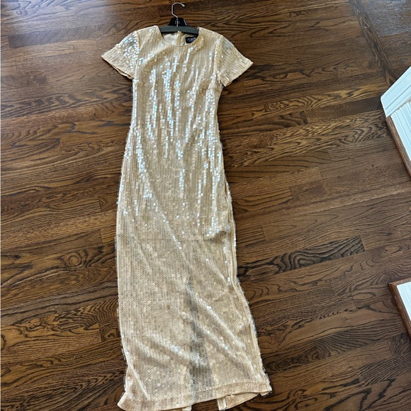 J. Crew Collection Sequin short-sleeve slip dress in Gold Cream size 4 - Picture 2 of 16